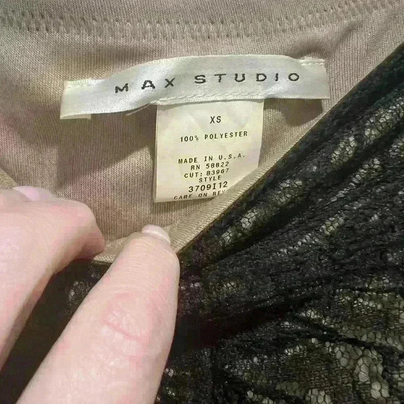 Max Studio black lace skirt with nude lining, size XS. - Picture 3 of 3